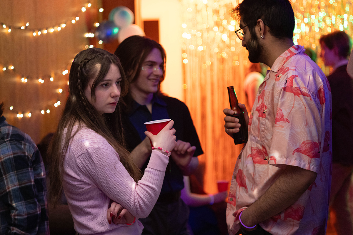 TAOS, Day 6, image 96 Cast members film a party scene in The Anatomy of Sound. Photo credit: Eric Marshall