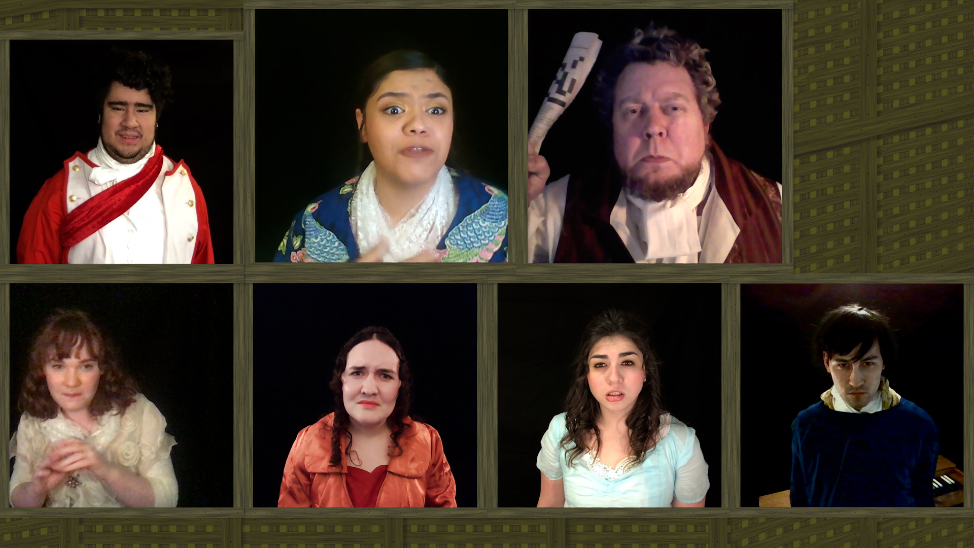 The cast virtually performing the scene: Lydia Returns