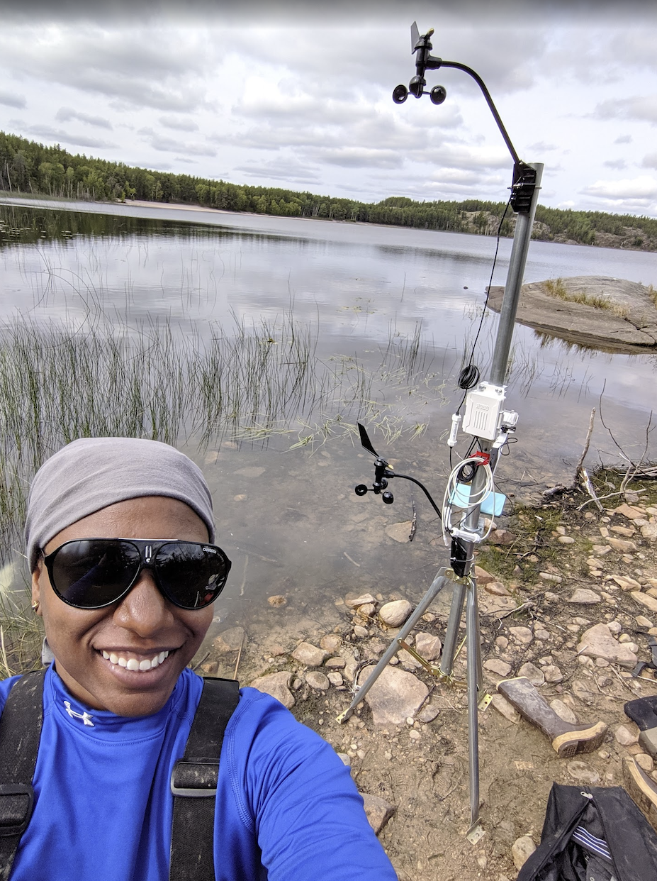 Jessica Fayne deploying equipment in Alberta