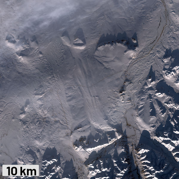 wintry image of Brooks Range and foothills, courtesy Copernicus Sentinel data, 2024