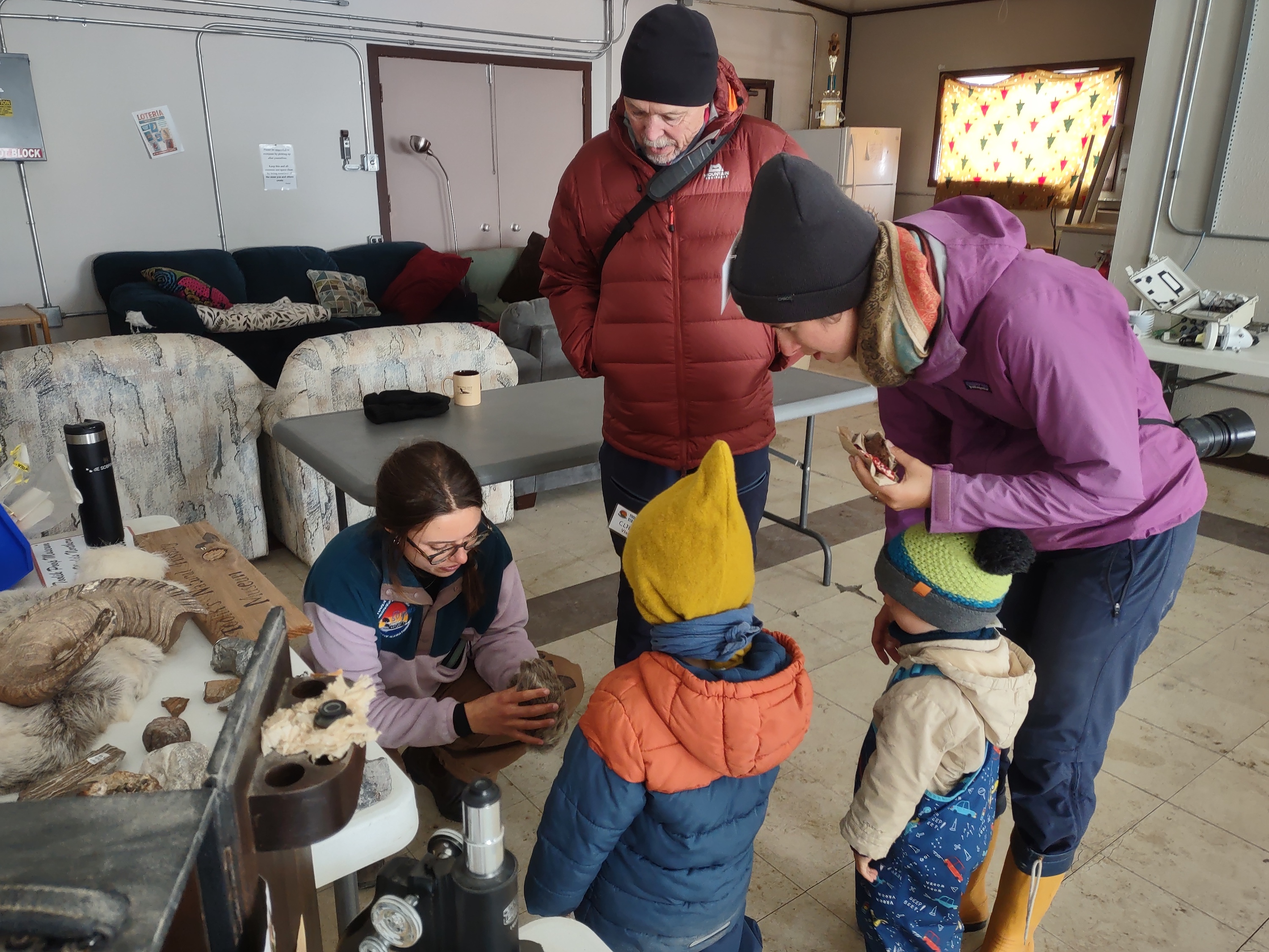 Family learning about Arctic natural history in the Toolik Community Center