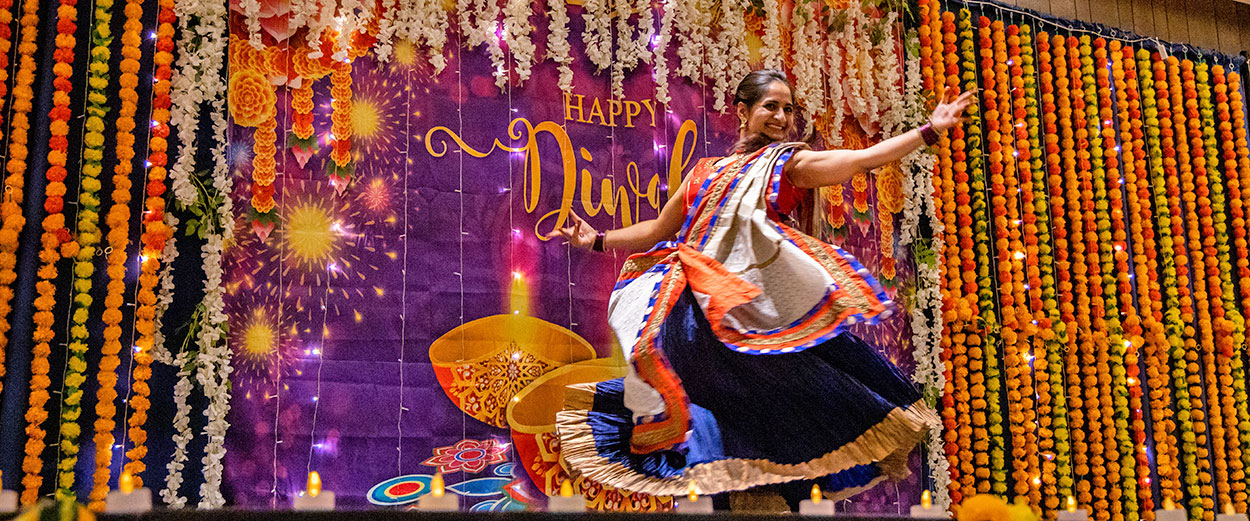 A member of the UAF club Namaste India at the annual Diwali celebration on campus