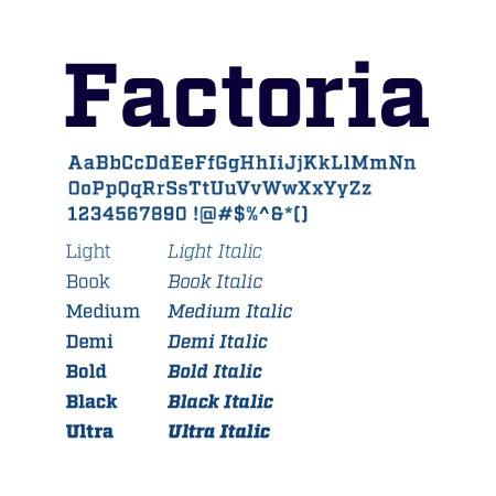 Factoria slab font sample
