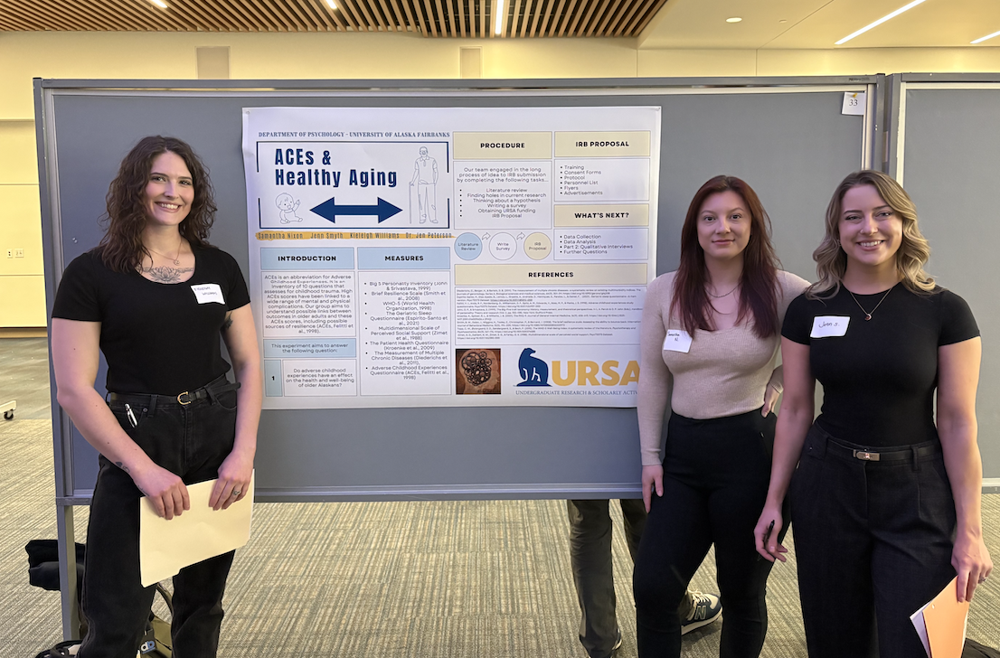 Undergraduate students in from of their poster for RCA Day 2025.